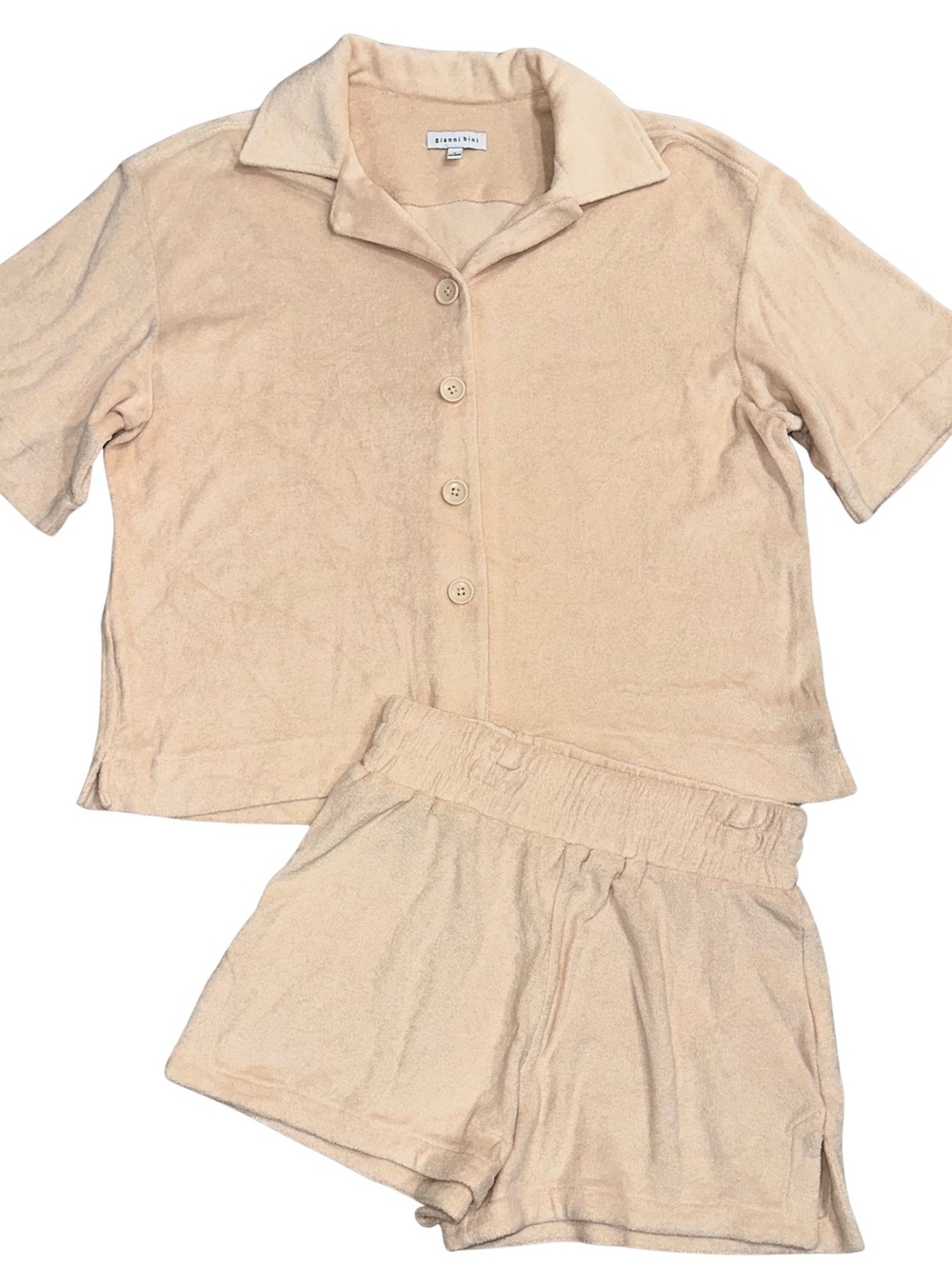 Gianni Bini Terry Cloth Two Piece Women’s Set Khaki Color Casual Relaxed Fit